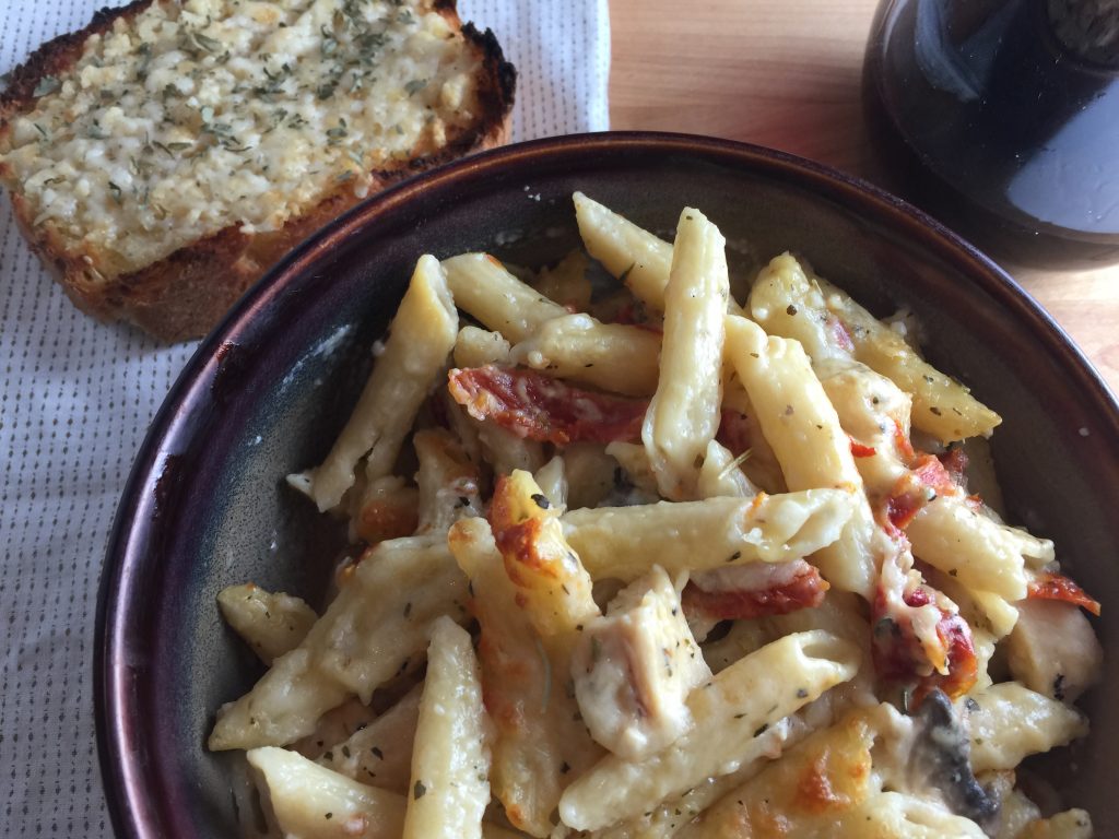 Chicken Alfredo with SunDried Tomatoes and Mushrooms